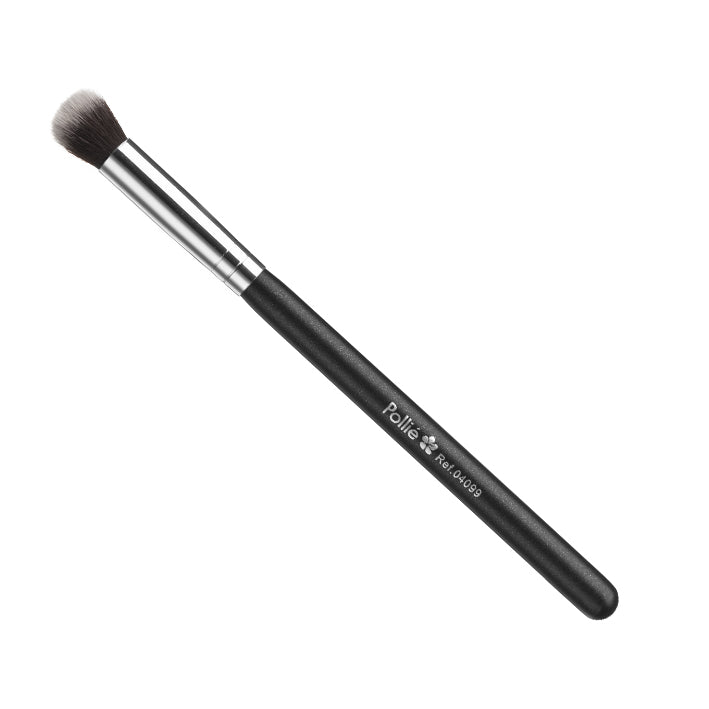 Make up brush used for eye shadow. Bristles made from goat hair