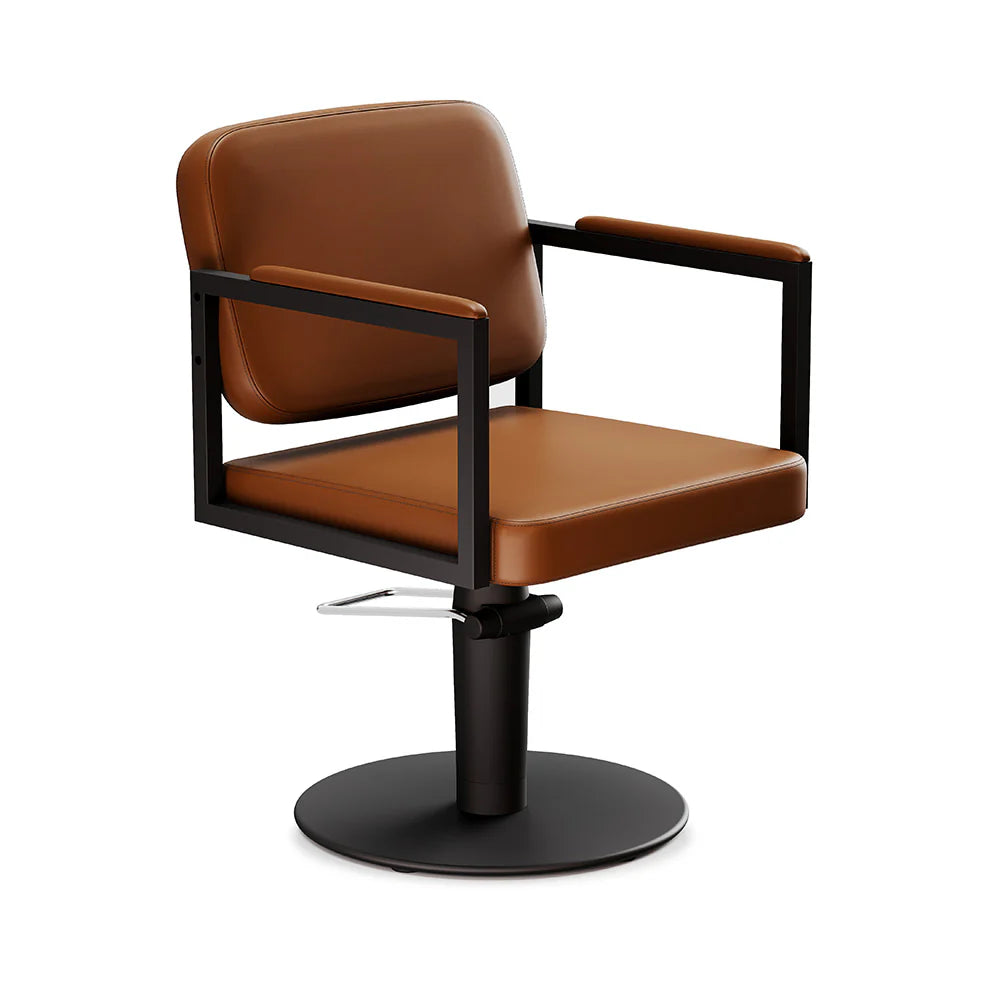 The&nbsp;Kiss Styling Chair is a unique styling chair. It's squared off matte black frame creates a bold, crisp look.